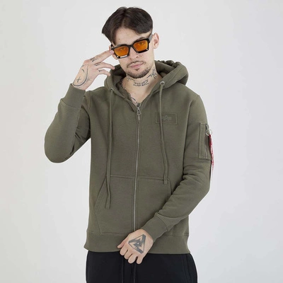 Bluza Alpha Industries Hoodie Zip Back Print 128342 oliwkowa