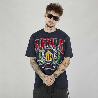 Koszulka SikSilk Varsity Oversized SS-23689 granatowa