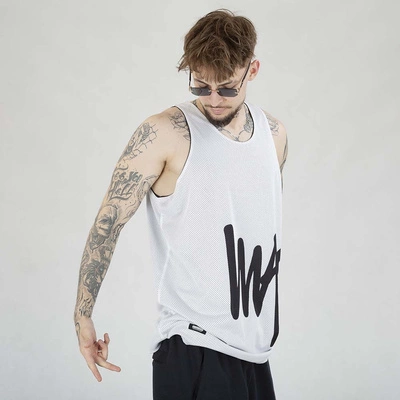 Tank Top Mass Signature Patch Mesh biały czarny
