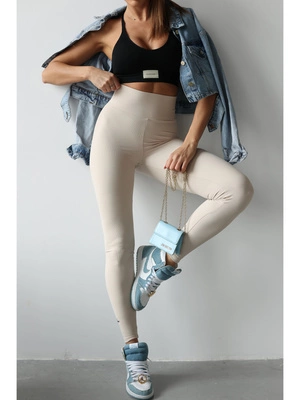 Legginsy damskie Olavoga Larix beżowe