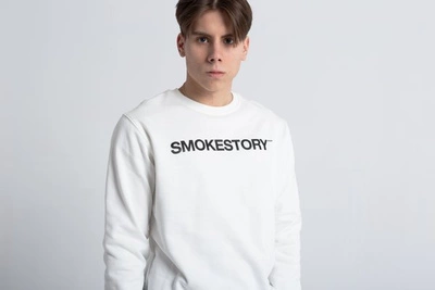 Smoke Story RAGLAN STRAIGHT Bluza bez kaptura Biały Śmietankowy