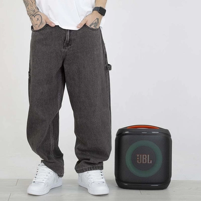 Spodnie Mass Jeans Extra Baggy Fit Crown czarne sprane