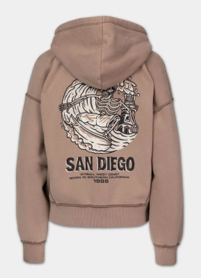 Bluza Pit Bull Hoodie ZIP Skull Surf brązowa