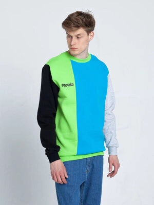 El Polako HALF CUT Bluza Neon/ Błękitny/ Szary