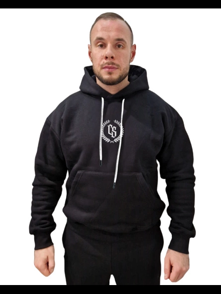 Bluza Hoodie Ciemna Strefa Oversize CS Laur czarna biała