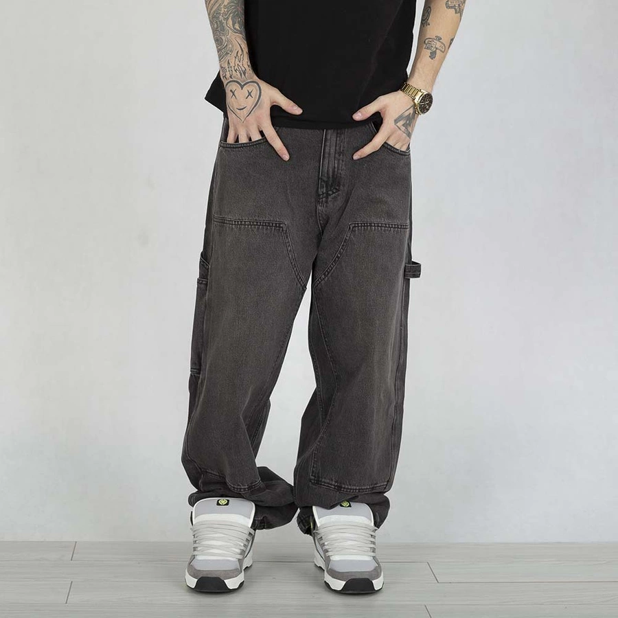 Spodnie Mass Jeans Extra Baggy Fit Worker czarny sprany