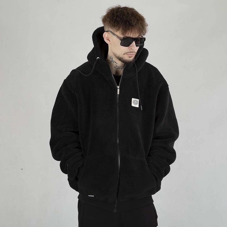 Kurtka Zimowa Mass Hoodie ZIP Patch Teddy czarna