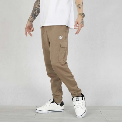 Spodnie Dresowe SikSilk Essentials Cargo Jogger brązowe