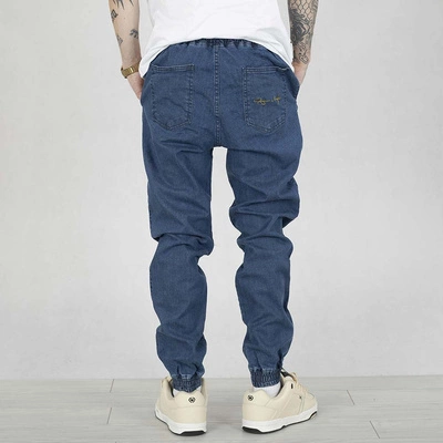 Spodnie Jogger Ganja Mafia Jeans Podpis Gold niebieskie 