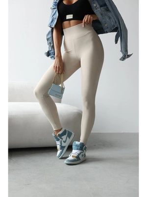 Legginsy damskie Olavoga Larix beżowe