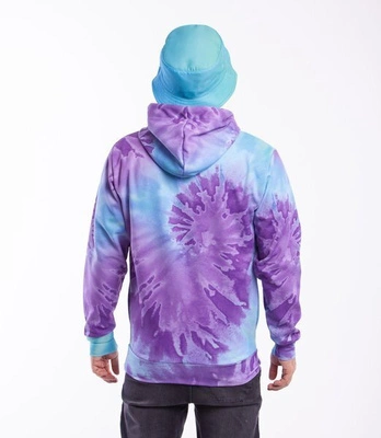 El Polako TIE DYE THROW Bluza z Kapturem Seledynowy/Fioletowy