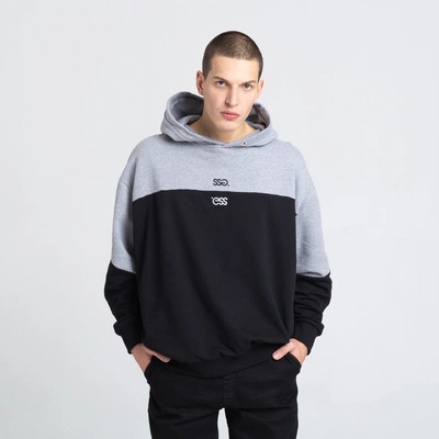 Smoke Story DOUBLE LOGO Bluza z Kapturem Oversize Szary/Czarny