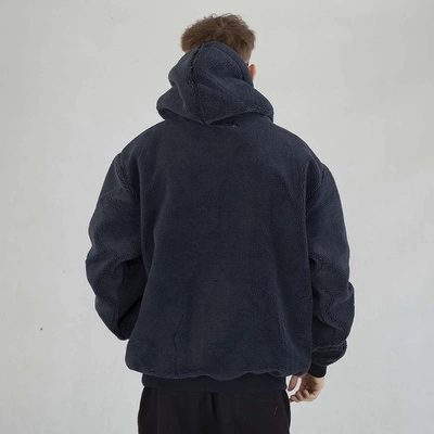 Kurtka Zimowa MASS Hoodie Patch Teddy granatowa