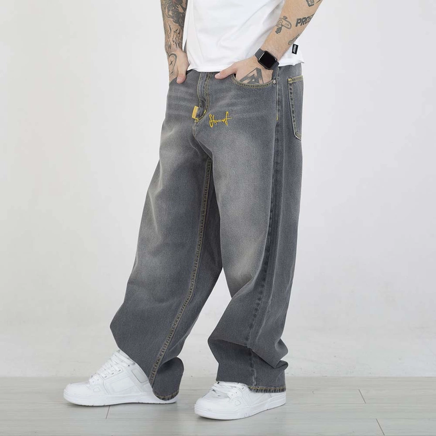 Spodnie Stoprocent Baggy Washed Black czarne sprane