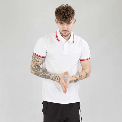 Koszulka Polo Niemaloga Stripes biało czerwona