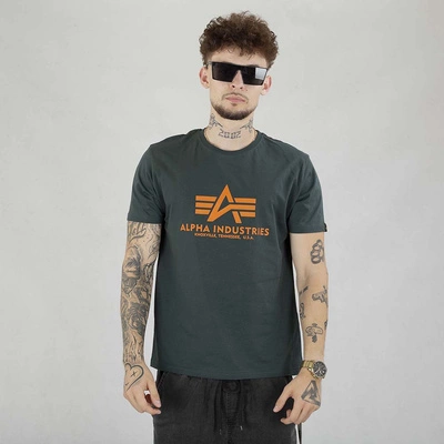 Koszulka Alpha Industries Basic T ML 118533 czarna  ciemno zielona