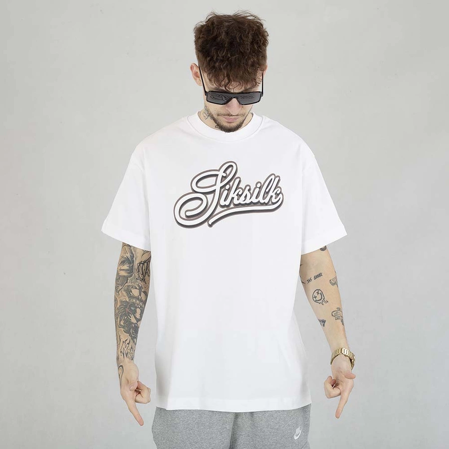 Koszulka SikSilk Logo SS-26788 biała