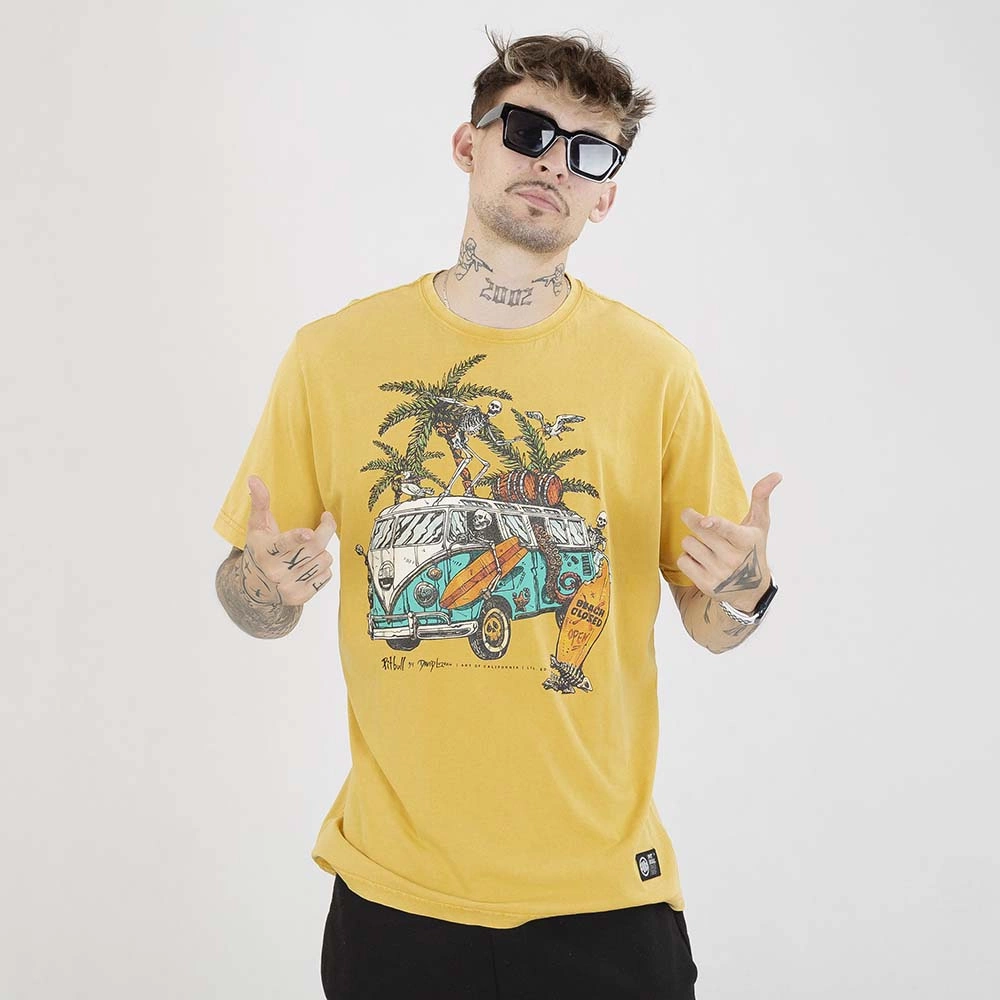 Koszulka Pit Bull Open Beach washed żółta