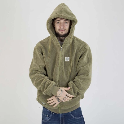 Kurtka Zimowa Mass Hoodie ZIP Patch Teddy oliwkowa
