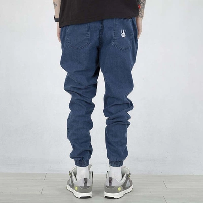 Spodnie Jigga Wear Crown Jogger Jeans Pool niebieskie