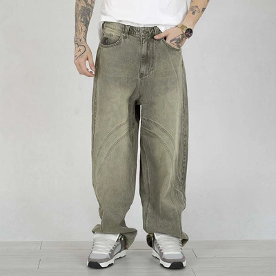 Spodnie Karl Kani Baggy Og Washed Wavy Seams 60080014  dark blue green