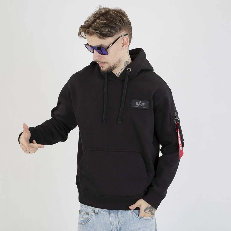Bluza Alpha Industries Hoodie Back Print Camo 178318CP czarna biała camo