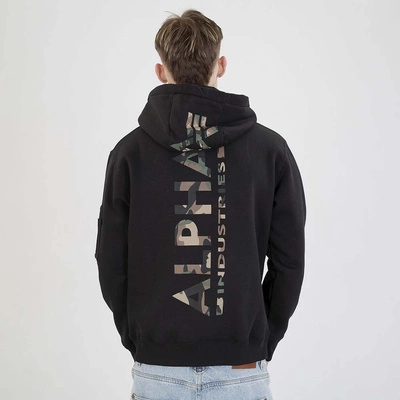 Bluza Alpha Industries Hoodie Back Print Camo 178318CP czarna camo