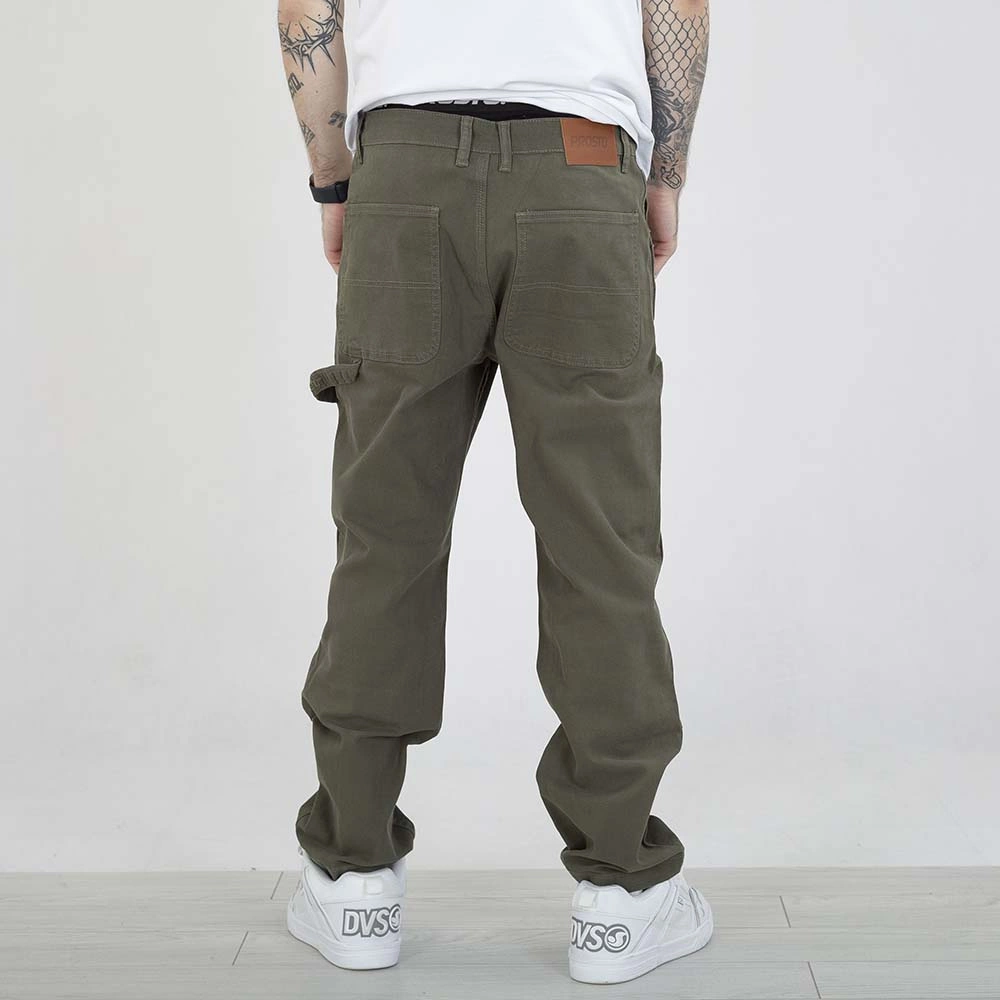 Spodnie Regular Prosto Work ciemne oliwkowe