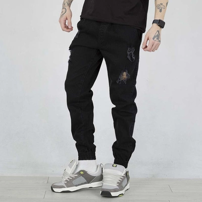 Spodnie Diamante Wear Jogger Crew Unisex z dziurami czarny jeans