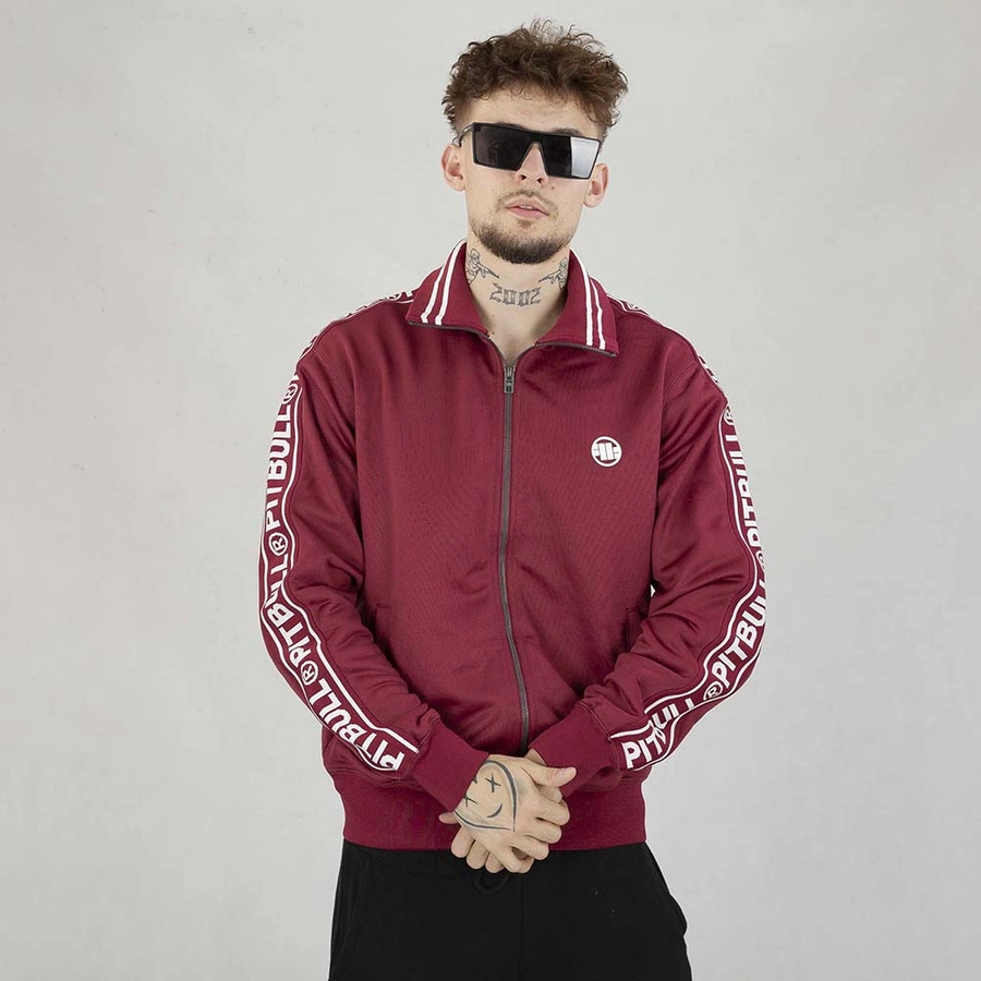 Bluza Pit Bull Crewneck Zip Tape Logo bordowa