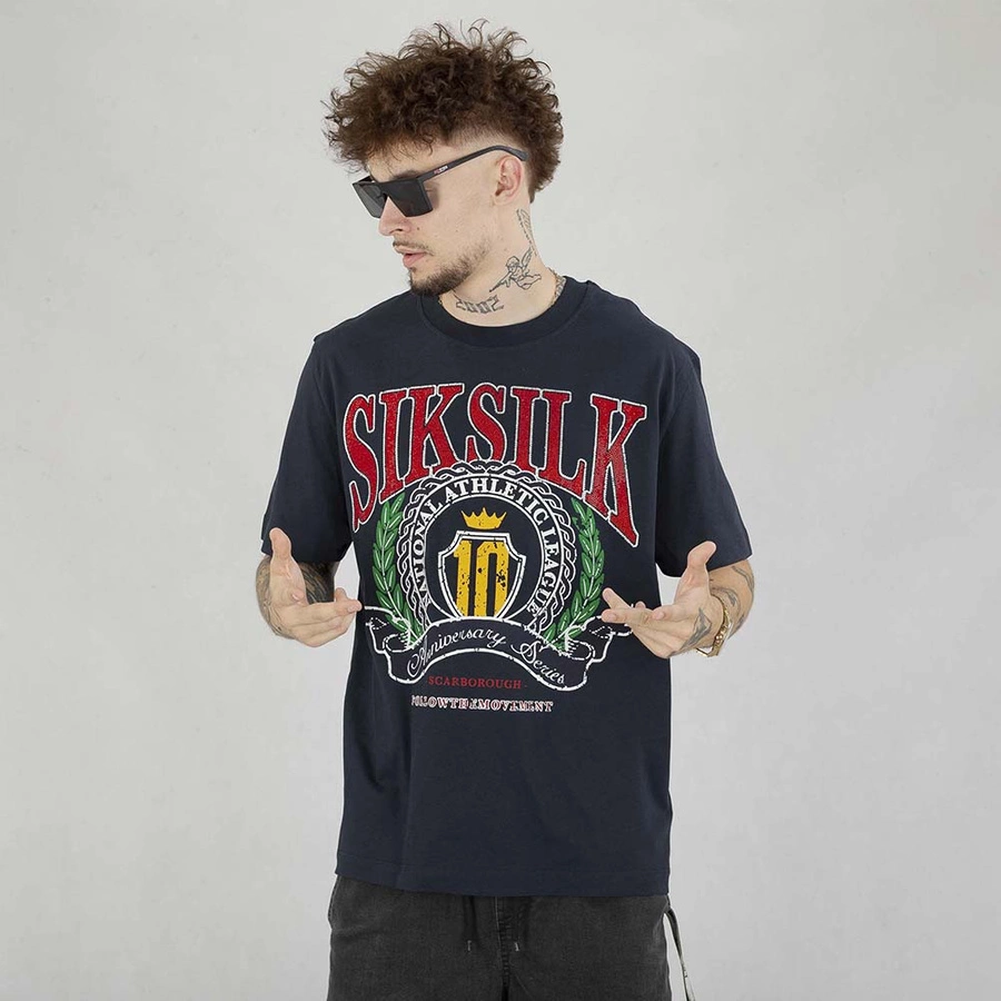 Koszulka SikSilk Varsity Oversized SS-23689 granatowa