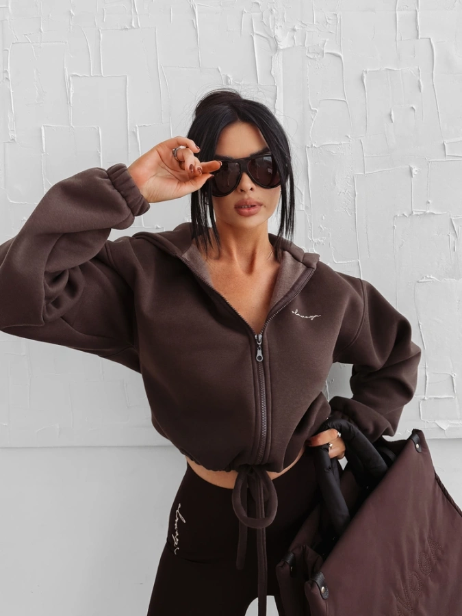 Bluza Olavoga Hoodie ZIP Linos brązowa