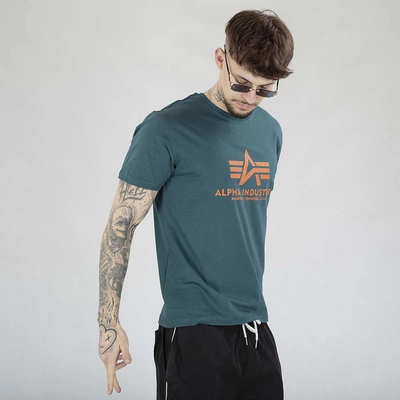 Koszulka Alpha Industries Basic T ML 118533 czarna ciemno zielona