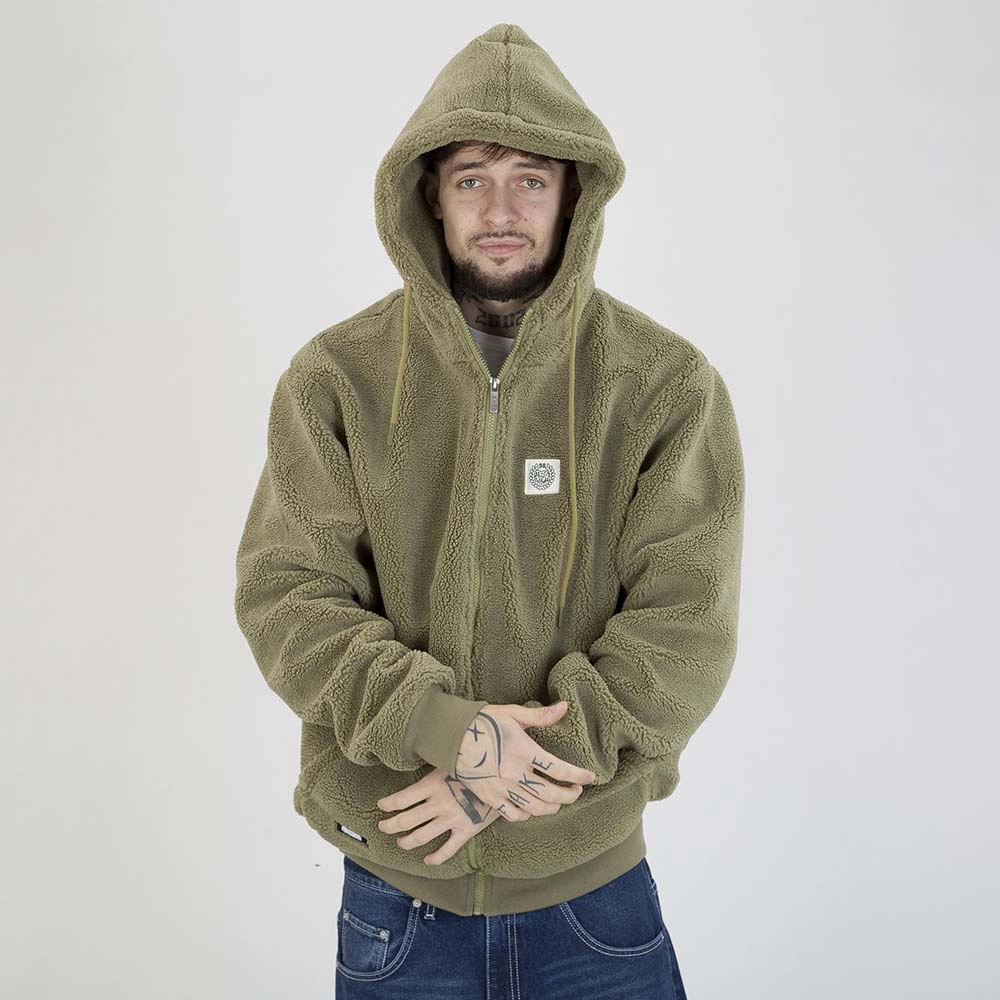 Kurtka Zimowa Mass Hoodie ZIP Patch Teddy oliwkowa