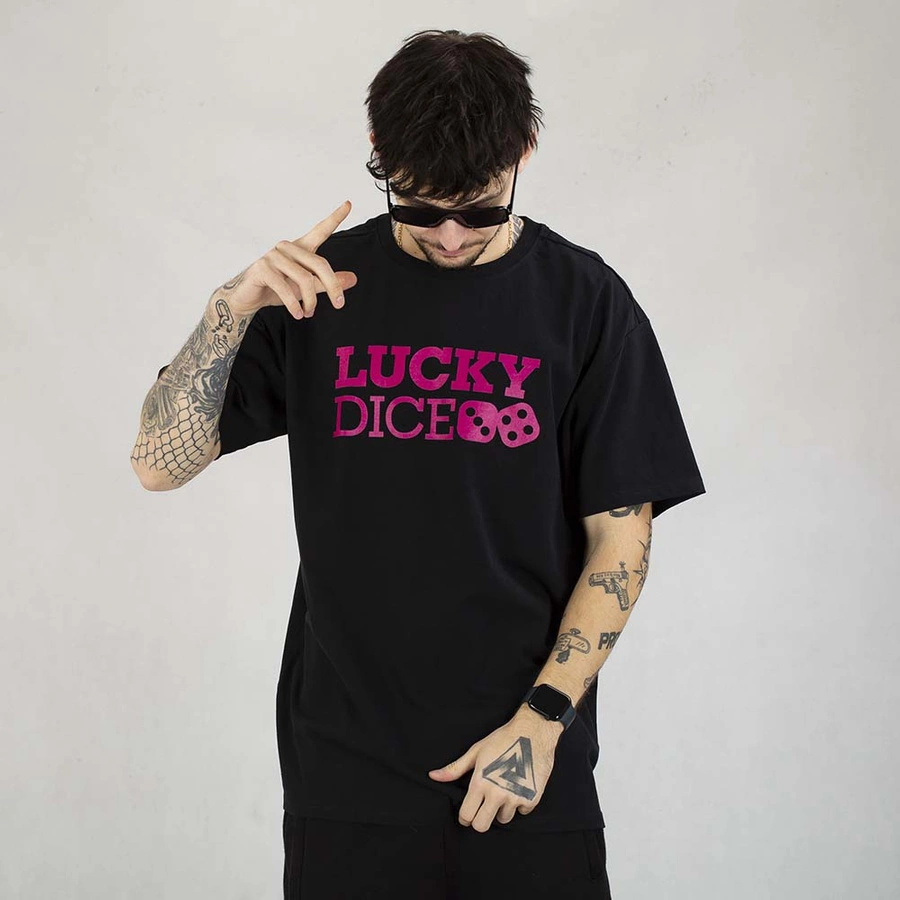 Koszulka Lucky Dice Baggy LD Classic czarno różowa