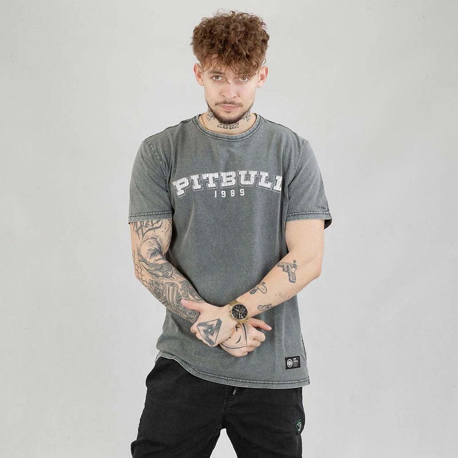 Koszulka T-shirt Pit Bull Denim Washed Born In 1989 grafitowa