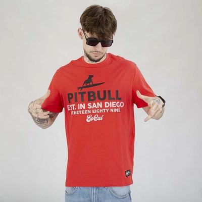 Koszulka Pit Bull Surfing Dog czerwona