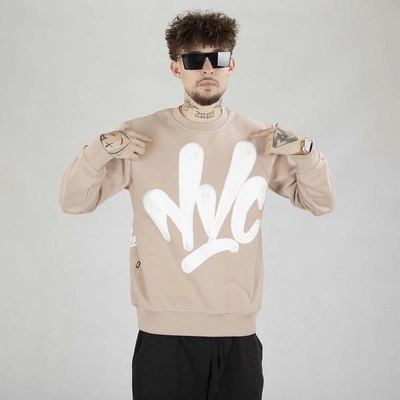 Bluza Crewneck Nice View Brand Big Front biały beżowa