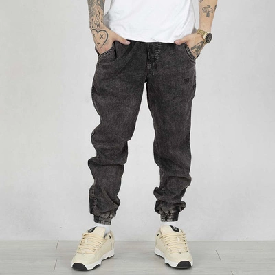 Spodnie JOgger Jigga Wear Mini Haft Logo Jeans black washed