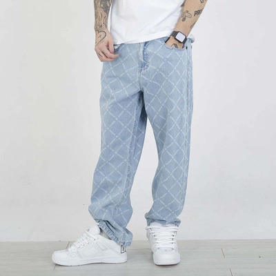 Spodnie Mass Jeans Extra Baggy Fit Monogram jasne niebieskie