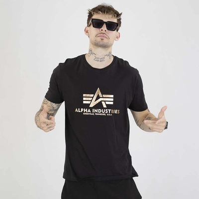 Koszulka Alpha Industries Basic Foil Print 100501FP czarna złota