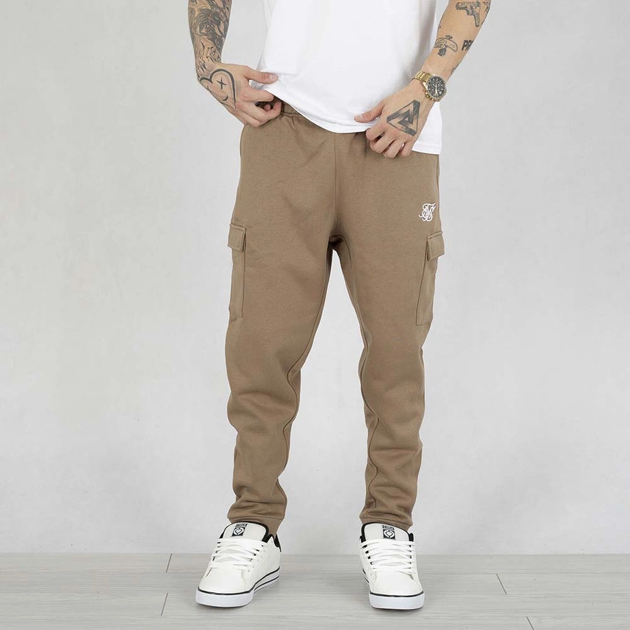 Spodnie Dresowe SikSilk Essentials Cargo Jogger brązowe