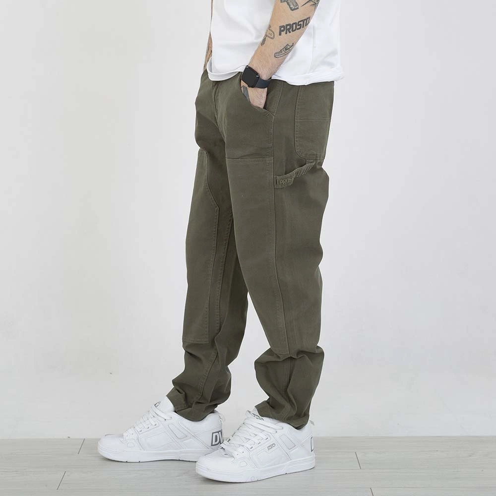 Spodnie Regular Prosto Work ciemne oliwkowe