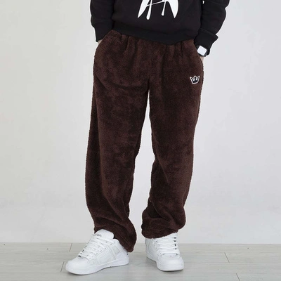 Spodnie Dresowe Jigga Wear Teddy Simple Crown brązowe