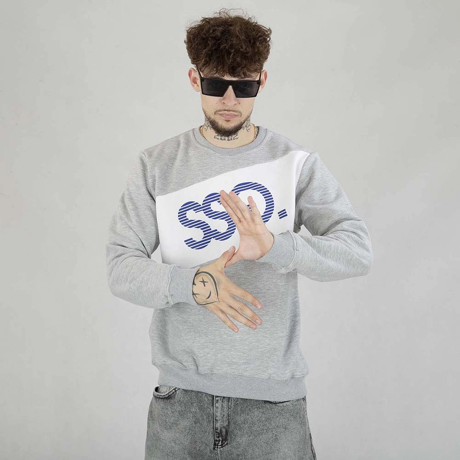 Bluza Crewneck Smoke Story Striped Logo Szary