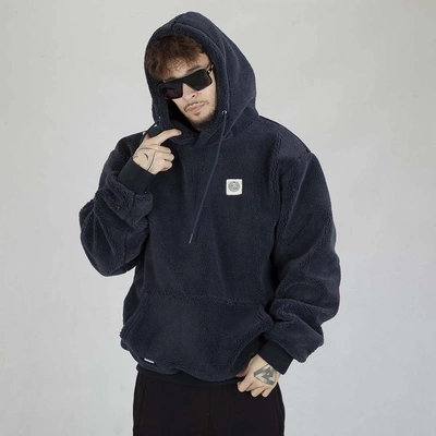 Kurtka Zimowa MASS Hoodie Patch Teddy granatowa