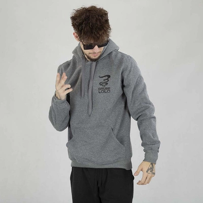 Bluza Hoodie Grube Lolo Dymek Haft ciemno szaro czarna