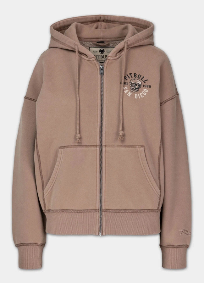 Bluza Pit Bull Hoodie ZIP Skull Surf brązowa