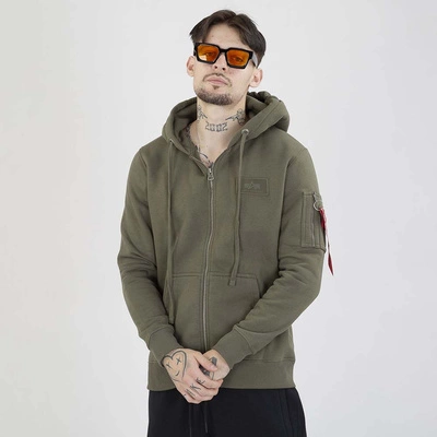 Bluza Alpha Industries Hoodie Zip Back Print 128342 oliwkowa