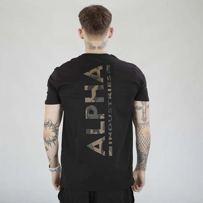 Koszulka Alpha Industries Back Print 128507CP czarna moro
